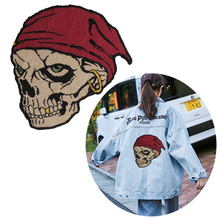 Cartoon Hat Skull Embroidered Patches for Clothing Iron on Clothes Motorcycle Biker Appliques Badge Stripes Stickers Diy Decor 2024 - buy cheap