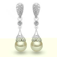 New arrival fashion shiny crystal shell pearl 925 sterling silver ladies`drop earrings jewelry gift wholesale 2024 - buy cheap