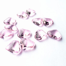 Frete Grátis 50 Pcs Rosa 22*22mm DIY Moda Contas da forma do coração de vidro de Cristal Em um Furos Para fios de casamento Decoratio 2024 - compre barato