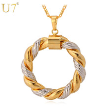 U7 Brand Circle Round Necklace For Women Mix Gold Color Pendant & Chain Fashion Jewelry P481 2024 - buy cheap