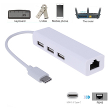 Multifunções USB-C 3 USB 3.1 Tipo C Masculino para Feminino Adaptador de Portas USB HUB Divisor Ethernet RJ45 Conversor Para macbook Air 2024 - compre barato