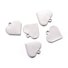 Pandahall 300pc 304 metal de aço inoxidável coração em branco carimbo tag valentine pingentes jóias colar pulseira 15.5x16x1mm 2024 - compre barato
