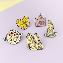 Pizza Queen Pizza Girl Pins Pizza Heart Crown Planet High heels brooch Bag Clothes Lapel Pin Badge Food Jewelry For Kids Friend 2024 - buy cheap