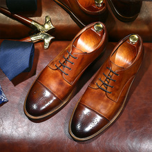Новейшая модель; Роскошные итальянские туфли-оксфорды из воловьей кожи с резным узором; Мужская обувь наивысшего качества; обувь «Bullock»; туфли в стиле дерби; коричневые свадебные туфли с круглым носком 2024 - купить недорого