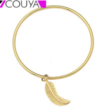 COUYA fashion 60/65/70mm bracelet bangle gold color Leaf Feather Pendant bangles for women punk style bracelet jewelry A10004 2024 - buy cheap