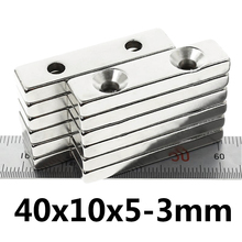 2pcs lot F 40x10x5 mm hole 3mm N35 Strong Square NdFeB Rare Earth Magnet40x10x5 mm 3hole mm 2024 - buy cheap