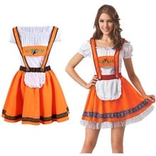 Oktoberfest-traje de tirantes de cerveza naranja, disfraz de familia bávara, vestido de cosplay para padres e hijos 2024 - compra barato