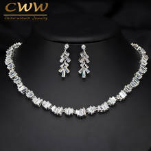 CWWZircons Geometric Square CZ Zirconia Stones Fashion Famous Brand Necklace Earrings Wedding Party Jewelry Set For Women T078 2024 - buy cheap