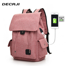 DECRJI Fashion Backpack Women Men School Bag For Teenagers Canvas Laptop Backpack Unisex USB Charging Travel Bag Male Drawstring 2024 - buy cheap