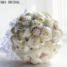 Gorgeous Wedding Flowers Bridal Bouquets Ivory Purple Artificial Wedding Bouquet Crystal Sparkle With Pearls 2020 buque de noiva 2024 - buy cheap