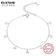 ELESHE 2019 New Fashion Authentic 925 Sterling Silver Crystal Round Charm Bracelet for Women Link Chain Bracelet Silver Jewelry 2024 - buy cheap
