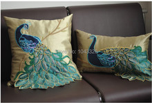 luxury Handmade sequins peacock cushion Faux Silk Decorative Embroidery office Home Decor Sofa back  waist pillow Cushion 2024 - buy cheap