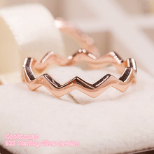 Autumn 100% 925 Sterling Silver Timeless Zigzag Ring, Rose gold For Women Wedding Gift Original Jewelry Accessories 2024 - buy cheap