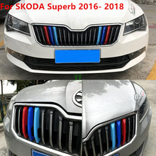 Embellecedores de rejilla para coche, accesorios para SKODA Superb 2016 2018, 6 unids/set/juego, estilo de coche 2024 - compra barato