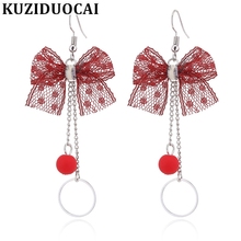 Kuziduocai 2018 New Fashion Fine Jewelry Alloy Lace Pearl Riband Bowknot Circle Tassel Stud Earrings For Women Girl Gifts E-1157 2024 - buy cheap