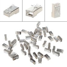 50/100Pcs CAT5 RJ45 8-Pin Shielded Modular Plug Ethernet Network Cable Connector 2024 - buy cheap