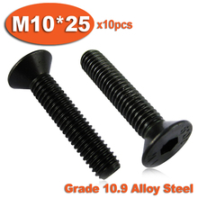 10pcs DIN7991 M10 x 25 Grade 10.9 Alloy Steel Screw Hexagon Hex Socket Countersunk Head Cap Screws 2024 - buy cheap