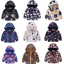 Kids Girls Boys Jacket Spring Autumn Flowers Cartoon Printed Hooded Coats Kids Clothes Baby Girl Jacket Windbreaker Coats 1-5Y 2024 - buy cheap