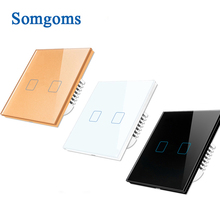 Somgoms-interruptor de parede, padrão eu/uk, 1 way, corrente alternada 240v-v, painel de vidro, luz sensível ao toque
