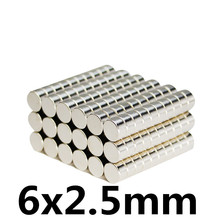 50pcs 6x 2.5 mm N35 Strong Neodymium Magnet 6x2.5 Round Rare Earth Permanet Magnets 6*2.5mm Packaging Magnet Fridge Magnet 2024 - buy cheap
