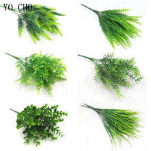 7 Forks Water Grass Eucalyptus Plastic Artificial Plants Green Grass Plastic Flowers Wedding Home Decoration Plante Table Decors 2024 - buy cheap