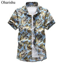 Fashion Shirt Men 2019 Summer New Arrival Flower Print Hawaiian Shirt Male Casual Slim Fit Short Sleeve Shirts Plus Size 6XL 7XL 2024 - buy cheap