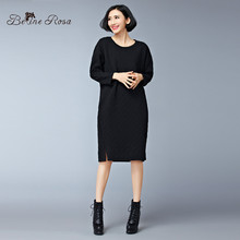 BelineRosa 2018 Women's Winter Dresses Vintage Pure Color Cotton Dress in Big Sizes Casual Large Size Clothes M , L , XL , XXL 2024 - buy cheap