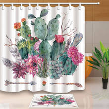Tropical Cactus Shower Curtains for Bathroom High Quality Polyester Fabric Waterproof Mildewproof Bath Shower Curtain with Hooks 2024 - buy cheap