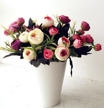 Новое поступление, искусственные Чайные розы, букет, искусственные полуоткрытые цветы камелии, пять цветов для свадьбы, домашние декоративные цветы 2024 - купить недорого