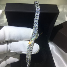 Pulseira de princesa cortada 5a zircônia cúbica, bracelete preenchido com ouro branco, para casamento e presente de noivado 2024 - compre barato