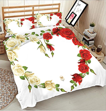 White 3D Bedding Set Twin Full Queen Bed Sheet Linen set Single Rose love flower decorate Double Bed set Duvet Cover Pillowcase 2024 - buy cheap