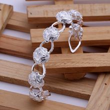 Wholesale 925 jewelry silver plated bangle bracelet, 925 jewelry silver plated fashion jewelry, Rose Bangle B163 2024 - buy cheap