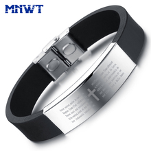 MNWT Fashion Black Men's Jewelry Punk Rock Bracelet for Men Charm Cross Religion Stainless Steel Male Wristband Bracelets Gifts 2024 - buy cheap