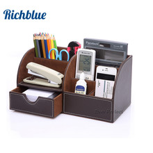 Half PU Leather 7 Compartments Storage Boxes Office Desk Organizer Marble Stationery Organizer Pen Pencil Holder Container Box 2024 - buy cheap