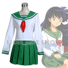 Nova chegada anime japonês inuyasha kagome higurashi cosplay traje cosplay uniforme escolar blusa branca saia verde 2024 - compre barato
