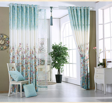 The new American pastoral countryside living room bedroom floor bay window gauze curtains finished custom jacquard fabrics 2024 - buy cheap