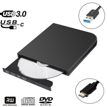 Unidad óptica de DVD externa tipo C + USB 3,0, Blu-ray, Combo de BD-ROM, reproductor 3D, grabador de CD/DVD, grabador para ordenador portátil Apple macbook 2024 - compra barato