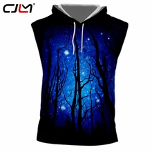 CJLM Winter Trend Loose Mens Hooded Tank Top 3D Beautiful Starry Sky Tree Creative Vest Man Big Size TankTop Drop Shipping 2024 - buy cheap