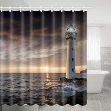 Bath Room Fabric Shower Curtain Polyester with Shower Room Seaside Sunrise Decoration Lighthouse 2024 - buy cheap