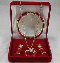 Jewelry Red Circle dragon Pendant Necklace Earring Bracelet set 5.23 2024 - buy cheap