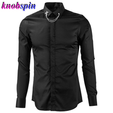 Personality Mens Shirt Solid color Slim Casual Business male Dress shirts high quality 100% Cotton Long sleeve Camisas Plus size 2024 - buy cheap