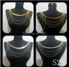 FREE SHIPPING New S25 Women Gold Chains Layers Shoulder Chains Chains Jewelry 2 Colors 2024 - buy cheap