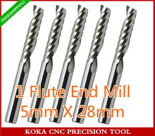 5mm*28mm,5pcs/lot,Freeshipping,CNC solid carbide end mill,Woodworking Router Bit,1 Flute milling Cutter,MDF,PVC,Acrylic,Wood 2024 - buy cheap