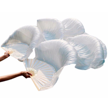 Hot Selling 100% Silk Unisex High Quality Chinese Silk Veil Dance Fans 1Pair Belly Dance Fans Hot Sale Pure White Color 180*90cm 2024 - buy cheap