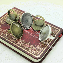 Sweet Bell Free shipping 10pcs two color  Alloy Adjustable Ring Bases Blanks 18*25mm Cabochon Rings Settings 8C1352 2024 - buy cheap
