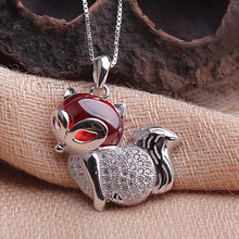 925 Sterling Silver Garnet Necklace Pendant Fashion Brand stereo fox national jewelry wholesale 2024 - buy cheap