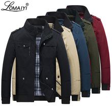 Мужская демисезонная куртка LOMAIYI, мужская повседневная куртка из чистого хлопка, красная/черная, мужские куртки-бомберы и пальто, Мужская ветровка BM056 2024 - купить недорого