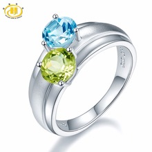 Женское кольцо Hutang, Круглый Натуральный топаз небесно-синего цвета, из стерлингового серебра 925 пробы, лучший подарок для подарка 2024 - купить недорого