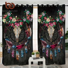 BeddingOutlet Boho Dreamcatcher Bedroom Curtain Tribal Horn Blackout Curtains for Living Room Gothic Skull Drapes 1pc rideaux 2024 - buy cheap