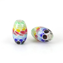 DoreenBeads Lampwork Glass Japanese Style Beads Barrel Multicolor Fish Scale Beads About 17mm x 11mm, Hole: Approx 3.1mm,1 pc 2024 - buy cheap